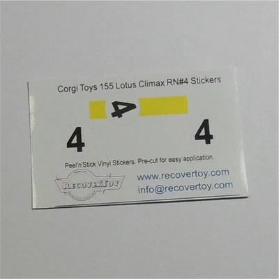 Corgi Toys  155 Lotus Climax Racing Car Stripe with RN#4 Sticker Set - Image 1 of 3