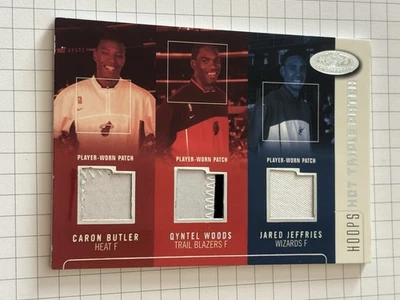 Tarjeta de parche triple de aros de la NBA Carson Butler Qyntel Woods Jared Jeffries 02-03 34/75 Foto 1 de 2