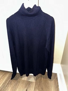 Malo Optimum Men's Navy Blue Wool Cashmere Turtleneck Pullover Sweater Xl - Picture 1 of 4