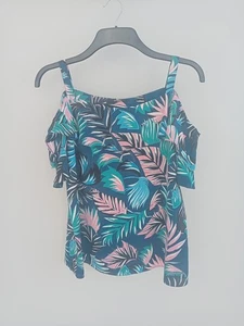 Women's Size 16 Summer Cold Shoulder Strappy Top Palm Tropical Print George - Picture 1 of 8