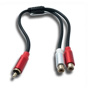 SYSTEM-S Y Rca Câble Rca 25 CM 1 Broches Connecteur À 2x Douille Audio en Noir - Afbeelding 1 van 4