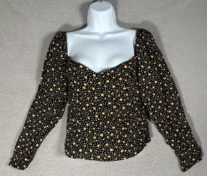 Reformation Top Women Size 8 Marjorie In Carolina Print Black Yellow Floral Boho - Picture 1 of 18