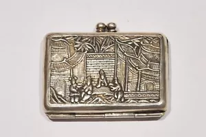 1820-30 ANTIQUE CHINESE EXPORT SILVER SNUFF BOX SHANGHAI HONG KONG - Picture 1 of 6