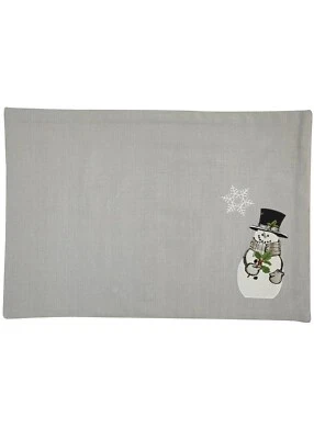 Snowman & Holly Appliqued & Embroidered Placemat By Park Designs Christmas - Image 1 of 2