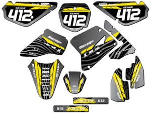 2001-2004 RM 85 TIGRE Black Senge Graphics Kit Compatible with Suzuki - Foto 1 di 10