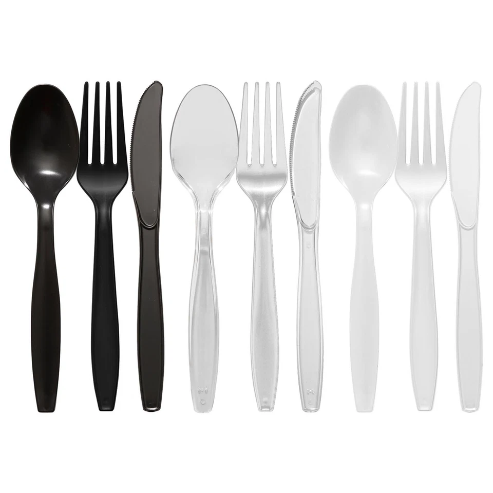 1000 PIEZAS Cubiertos de plástico desechables - Cucharas, tenedores o cuchillos para cena Foto 1 de 4