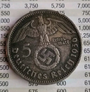 1936 Germany German 5 Five Mark Third Reich Silver - Picture 1 of 2