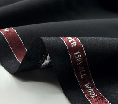 Black Super 150s Wool Fabric Suiting Jacket Thobes Dishdash, 3.50m x 1.50m - Image 1 of 4