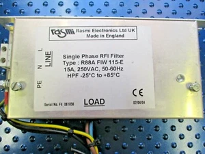 RASMI ELECTRONICS SINGLE PHASE RFI FILTER 15A 250VAC R88A FIW 115-E - Picture 1 of 2