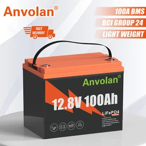 Batería de litio 12V 100Ah LiFePO4 1280Wh con BMS para autocaravana barco solar RV - Imagen 1 de 12