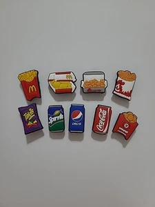 Fast Food Junk Soda Fries  Rubber Shoe Charms For Crocs Cupcake Toppers 9 Pc - Picture 1 of 4