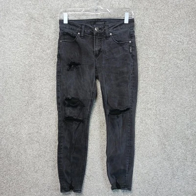 Pantalones de mezclilla ajustados plateados Avery para mujer 27 desgastados elásticos Foto 1 de 4