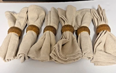 Juego de 6 servilletas y servilletas con cuentas de plástico dorado acrílico Cynthia Rowley Foto 1 de 4