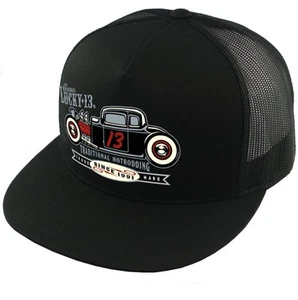 Authentic LUCKY 13 Coupe 13 Poplin-Mesh Snapback Trucker Hat Black NEW - Picture 1 of 1
