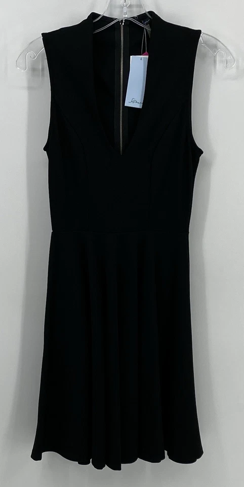 Vestido para mujer SOPRANO XS negro calce acampanado cuello en V sin mangas nuevo con etiquetas Foto 1 de 4