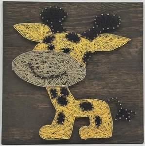 "Cuerda de jirafa vintage años 70 arte hilo diseño decoración de pared completa 11,75""x 11,75""" - Imagen 1 de 9