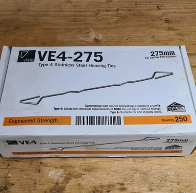 VISTA ENGINEERING VISTA VE4-275 Type 4 S/Steel Housing Cavity Wall Ties 275mm! Cavity 126-150mm