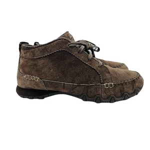 Skechers Shoes Womens Size 8 Brown Leather Moccasin Sneakers Memory Foam Booties - Picture 1 of 11
