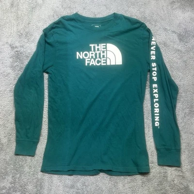 Camisa The North Face Para Hombres M Verde Manga Larga Deletrear Senderismo Media Cúpula *AGUJEROS Foto 1 de 4