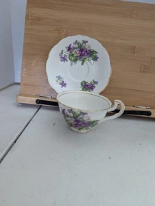 Bone China Teacup With Purple Violets - Picture 1 of 5