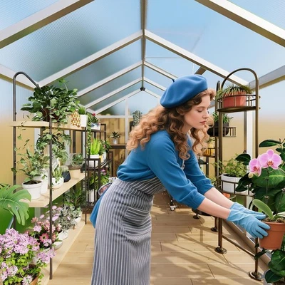 8×12 FT Greenhouse, Enhanced Aluminum Frame, Quick Setup Structure and Roof Vent - Image 1 of 4