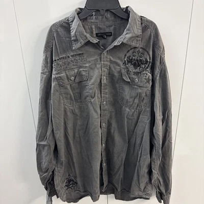 Camisa De Colección Affliction 2XL Botón Para Hombre Gráficos Bordados Y2K Grunge.   (D3) Foto 1 de 4