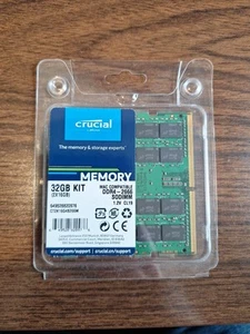 NEW Crucial 32GB Kit (16GBx2) DDR4 2666 MT/s (PC4-21300) CL19 DR x8 SODIMM MAC - Afbeelding 1 van 3