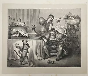 GUSTAVE DORÉ - FAIRY TALES BY PERRAULT Wood Engraving, 1862 - PUSS IN BOOTS (#3) - Imagen 1 de 6