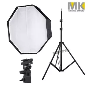 80cm Octagon Softbox Umbrella Flash Photo Studio + 2m Light Stand +B Bracket Kit - Picture 1 of 12