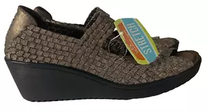 Baretraps Memory Foam Umma Bronze 8 1/2 M woven w/ wedge heel and peep toe - Picture 1 of 21