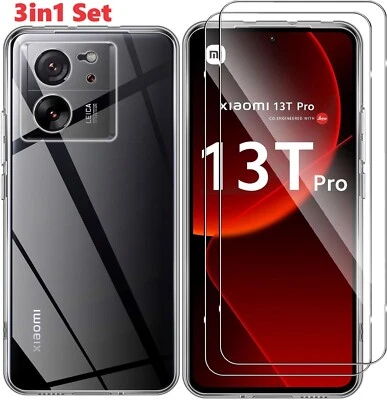 MARKENLOS 2x Schutzglas + Handyhülle für Xiaomi 13T / Pro Bumper 9H Panzerfolie Case Glas