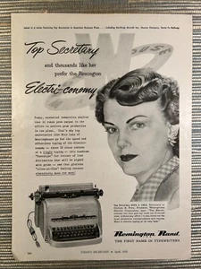 Remington Electri-conomy Electric Typewriter Secretary 1952 Vintage Print Ad - Picture 1 of 1
