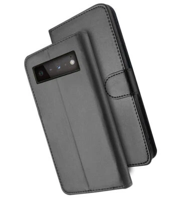 SDTEK Leather Wallet Flip Cover Case for Google Pixel 6 Pro (Black) Black