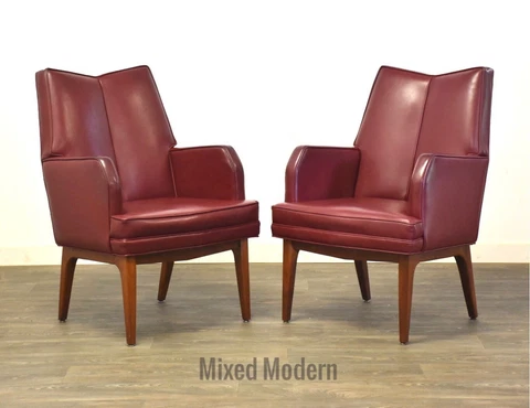 Maroon Mid Century Lounge Chairs - A Pair Cover