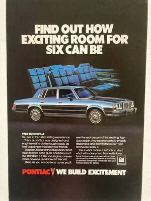 Pontiac Bonneville 1983 sedán de 4 puertas anuncio impreso Foto 1 de 2