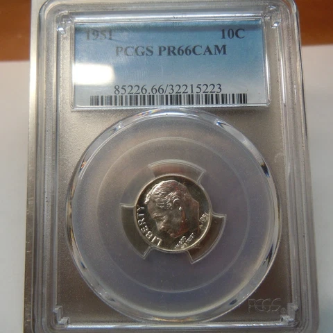 1951 PCGS PR66CAM- Proof Roosevelt Dime- Cameo-PF66 Cover