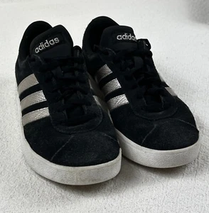 Adidas Size 6 - VL Court 2.0 Black Platinum Metallic Shoes / Sneakers - Picture 1 of 7