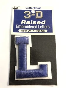 Joy Letter Shop Blue L 2” Iron Stick On Embroidered Patch Craft Appliqué Sewing - Picture 1 of 8