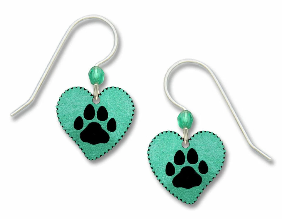 Pendientes Estampado Pata - Pendientes Plata de Ley 925 - Mascota Gato Perro Oso Corazón  Foto 1 de 3