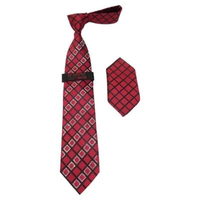 Mens Steven Land Density 100% Satin Silk Crystal Tie/Hankie Set CR29-05 Red Foto 1 de 3