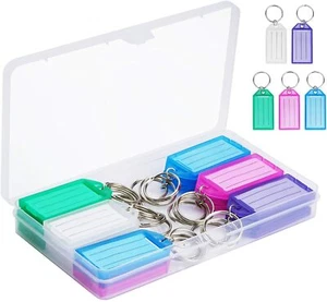 Key Tags Container 20 Pack Plastic Keys Labels Ring Label Window 5 Colors New - Picture 1 of 5