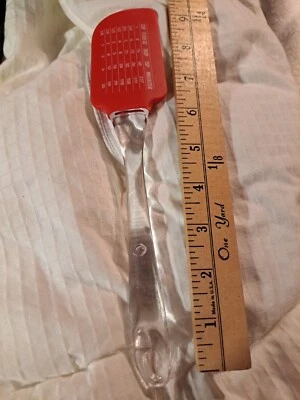  Espátula cuchara versátil de silicona roja/clara con mango de acrílico Foto 1 de 4