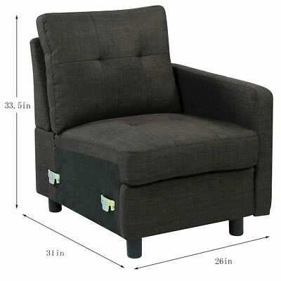 Modern Sectional Sofa Set L-Shaped Couch Living Room Convertible Indoor Modular - Image 1 of 4