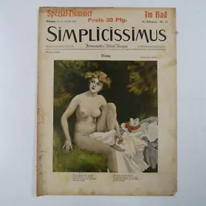 SIMPLICISSIMUS Cartoon 1906 Diana / Im Bad , 11. Jahrgang No 20 - Picture 1 of 1