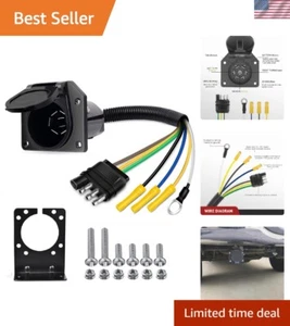 All-in-One 4-Way to 7-Way Trailer Plug Adapter with Mounting Hardware Included - Picture 1 of 9