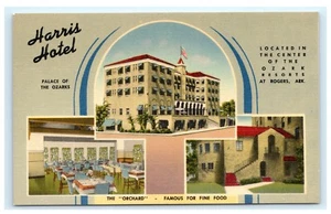Harris Hotel Palace of Ozarks Rogers Arkansas AR Postcard Linen MWM A2  - Picture 1 of 2