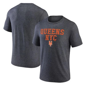 Men's Charcoal New York Mets Queens NY Tri-Blend T-Shirt - Picture 1 of 3