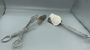 Art Nouveau Silver Plate Serving Tong for Cake or Pastry 1920's Set of 2 - Picture 1 of 9