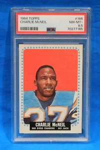 1964 TOPPS # 166 Charlie McNeil PSA 8.5 NM-MT+ # 70277165  SAN DIEGO CHARGERS !! - Picture 1 of 2