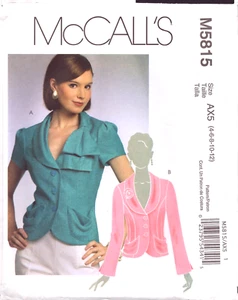 McCall's 5815 ~ Misses Lined Jackets-Princess Seams Shawl Collar Variations 4-12 - Picture 1 of 4
